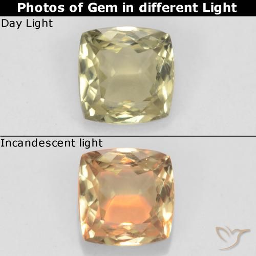 0.90ct 자연스러운 연노랑 색상 변화 디아스포어, 방석, VS