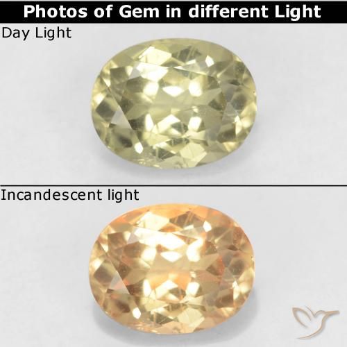 0.79ct 자연스러운 연노랑 색상 변화 디아스포어, 타원형, VS