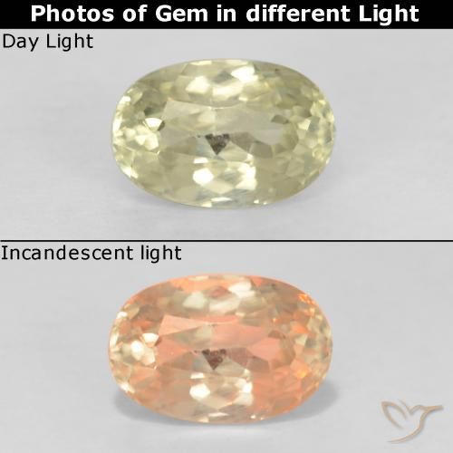 0.78ct 자연스러운 연노랑 색상 변화 디아스포어, 타원형, VS