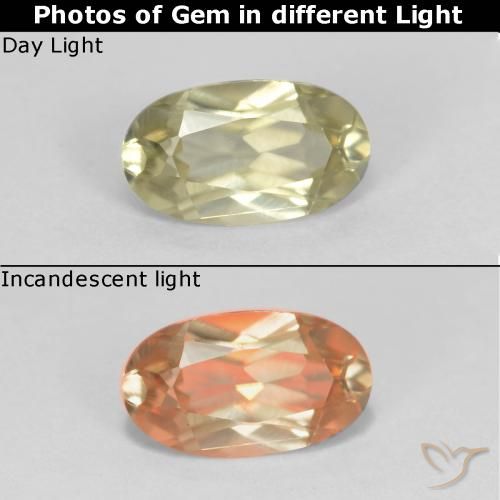 0.53ct 자연스러운 연노랑 색상 변화 디아스포어, 타원형, VVS-VS