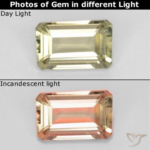 0.72ct 자연스러운 매우 옅은 노란색 색상 변화 디아스포어, 에메랄드 컷, VS