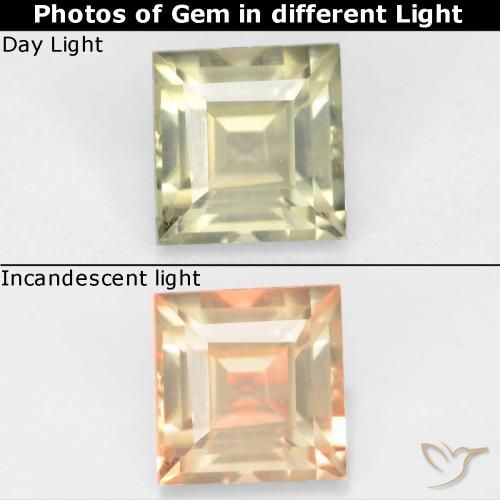 0.83ct 자연스러운 연노랑 색상 변화 디아스포어, 정사각형, VVS-VS