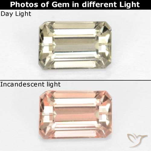 0.95ct 자연스러운 매우 옅은 노란색 색상 변화 디아스포어, 에메랄드 컷, VVS-VS