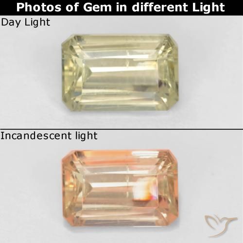 0.78ct 자연스러운 매우 옅은 노란색 색상 변화 디아스포어, 에메랄드 컷, VS