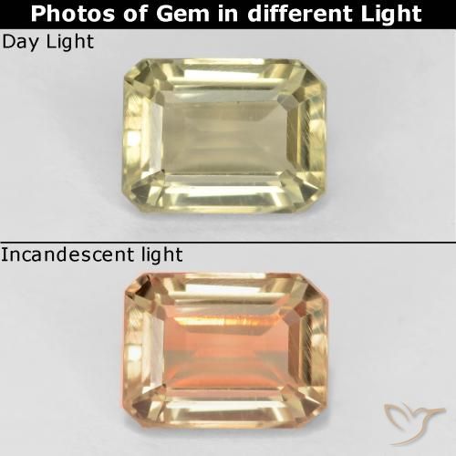 0.80ct 자연스러운 매우 옅은 노란색 색상 변화 디아스포어, 에메랄드 컷, VS