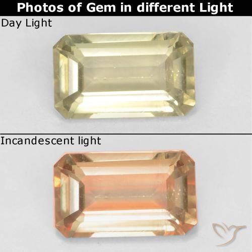 0.90ct 자연스러운 매우 옅은 노란색 색상 변화 디아스포어, 에메랄드 컷, VS