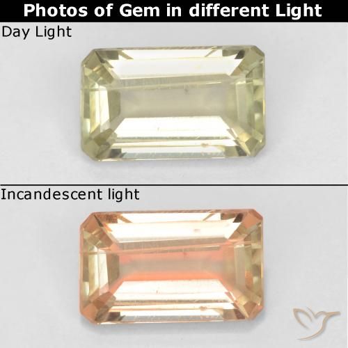 0.83ct 자연스러운 매우 옅은 노란색 색상 변화 디아스포어, 에메랄드 컷, VS