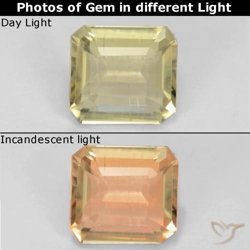 0.73ct 자연스러운 매우 옅은 노란색 색상 변화 디아스포어, 에메랄드 컷, VS