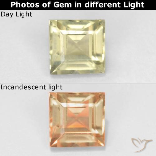 0.63ct 자연스러운 매우 밝은 노란색 색상 변화 디아스포어, 정사각형, VS