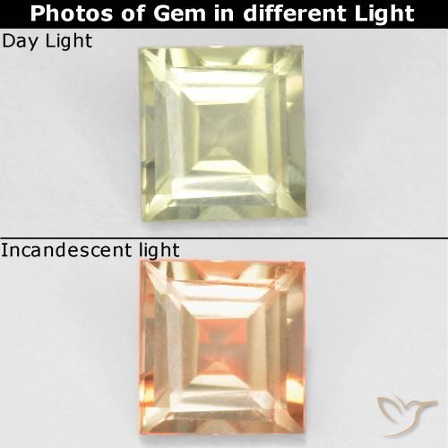 0.62ct 자연스러운 매우 밝은 노란색 색상 변화 디아스포어, 정사각형, VVS-VS