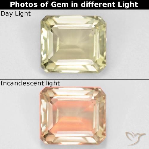 0.94ct 자연스러운 매우 옅은 노란색 색상 변화 디아스포어, 에메랄드 컷, VS