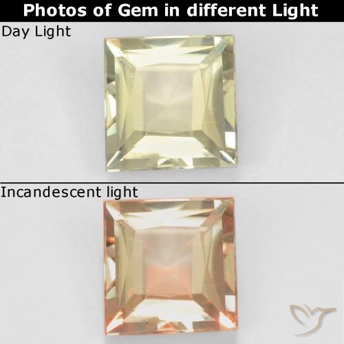 0.66ct 자연스러운 매우 밝은 노란색 색상 변화 디아스포어, 정사각형, VS