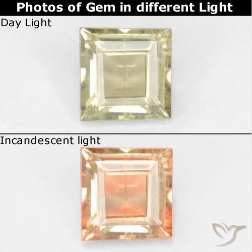 0.65ct 자연스러운 매우 옅은 노란색 색상 변화 디아스포어, 정사각형, VS