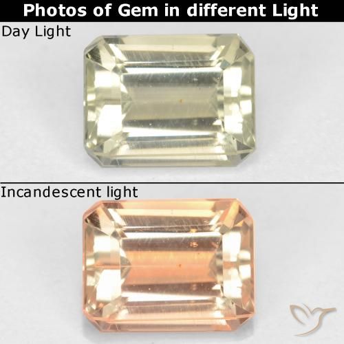 1.16ct 자연스러운 연노랑 색상 변화 디아스포어, 에메랄드 컷, VS