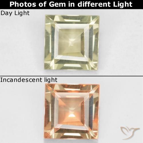 0.48ct 자연스러운 매우 옅은 노란색 색상 변화 디아스포어, 정사각형, VS