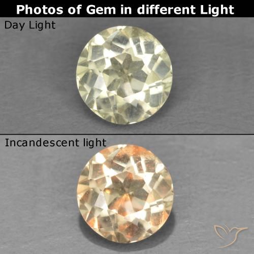 0.45ct 자연스러운 매우 밝은 노란색 색상 변화 디아스포어, 둥근, VS