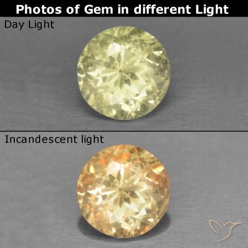 0.48ct 자연스러운 연노랑 색상 변화 디아스포어, 둥근, VS