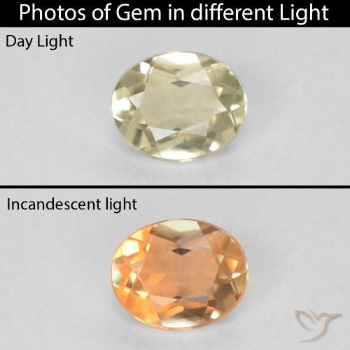 0.32ct 자연스러운 연노랑 색상 변화 디아스포어, 타원형, VVS