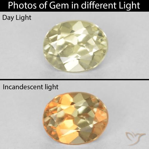 0.44ct 자연스러운 연노랑 색상 변화 디아스포어, 타원형, VVS