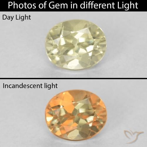 0.43ct 자연스러운 연노랑 색상 변화 디아스포어, 타원형, VS