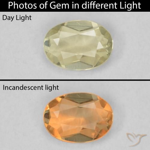 0.33ct 자연스러운 연노랑 색상 변화 디아스포어, 타원형, VVS