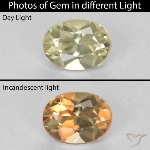 0.47ct 자연스러운 연노랑 색상 변화 디아스포어, 타원형, VVS