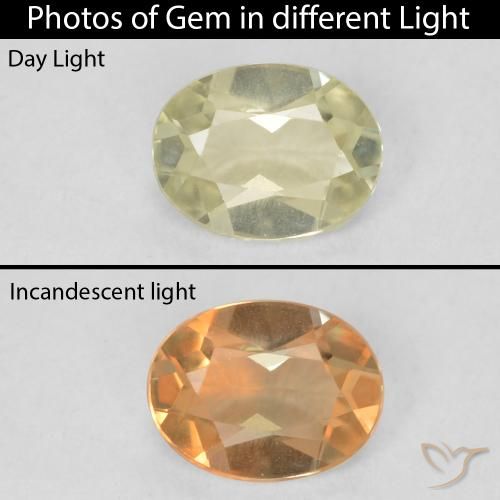 0.36ct 자연스러운 연노랑 색상 변화 디아스포어, 타원형, VVS