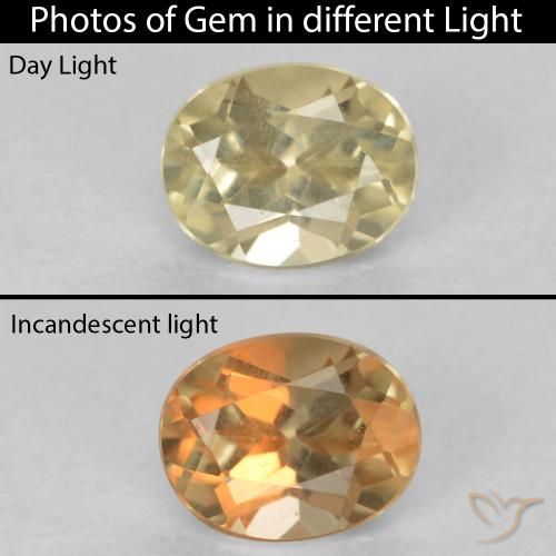 0.53ct 자연스러운 연노랑 색상 변화 디아스포어, 타원형, VVS