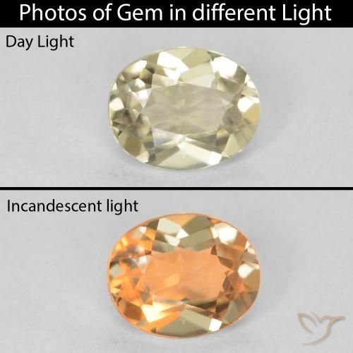 0.47ct 자연스러운 연노랑 색상 변화 디아스포어, 타원형, VVS