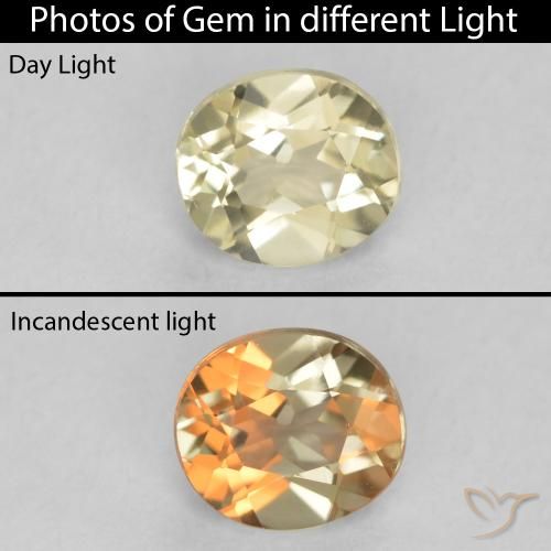 0.45ct 자연스러운 연노랑 색상 변화 디아스포어, 타원형, VVS