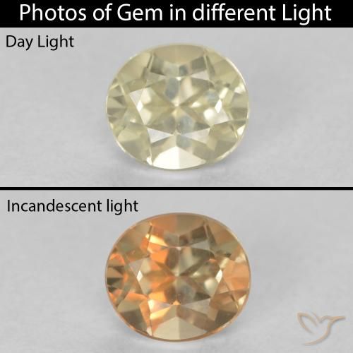 0.53ct 자연스러운 연노랑 색상 변화 디아스포어, 타원형, VVS