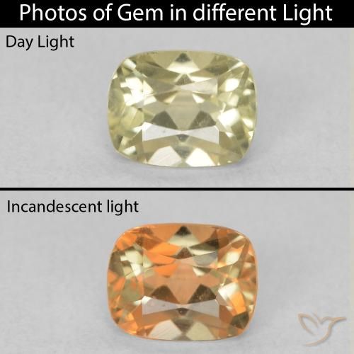 0.81ct 자연스러운 매우 밝은 노란색 색상 변화 디아스포어, 방석, VVS