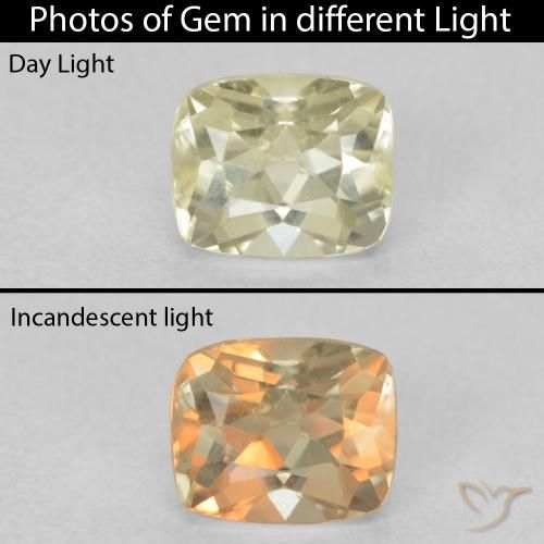 0.82ct 자연스러운 연노랑 색상 변화 디아스포어, 방석, VVS