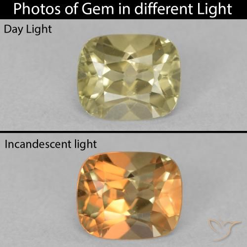 0.87ct 자연스러운 연노랑 색상 변화 디아스포어, 방석, VVS