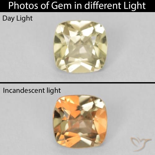 0.67ct 자연스러운 연노랑 색상 변화 디아스포어, 방석, VVS