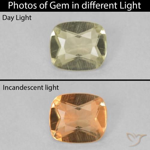 0.44ct 자연스러운 연노랑 색상 변화 디아스포어, 방석, VVS