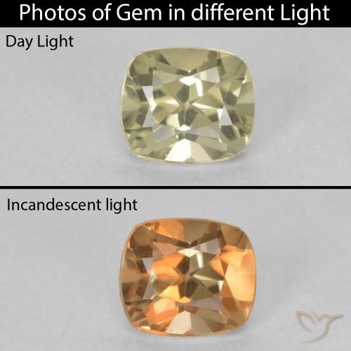 0.60ct 자연스러운 연노랑 색상 변화 디아스포어, 방석, VVS-VS