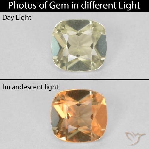 0.57ct 자연스러운 연노랑 색상 변화 디아스포어, 방석, VVS