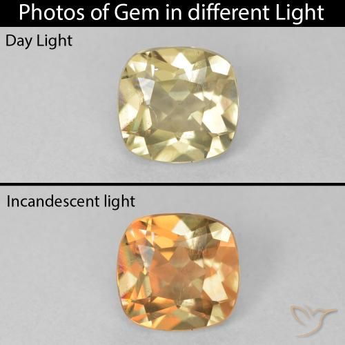 0.71ct 자연스러운 연노랑 색상 변화 디아스포어, 방석, VS