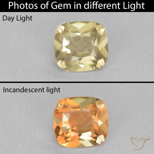 0.60ct 자연스러운 옅은 노랑 색상 변화 디아스포어, 방석, VS
