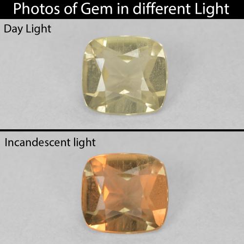 0.54ct 자연스러운 연노랑 색상 변화 디아스포어, 방석, VS