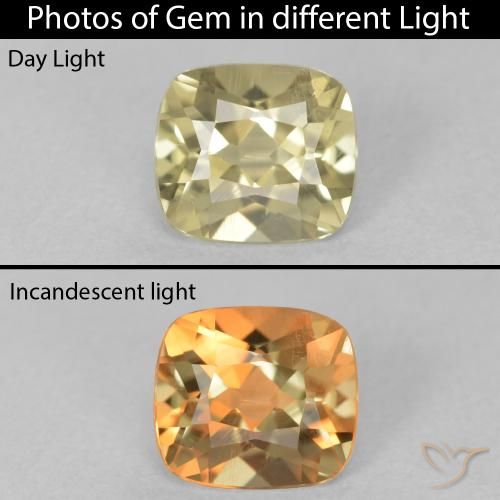 0.86ct 자연스러운 옅은 노랑 색상 변화 디아스포어, 방석, VS