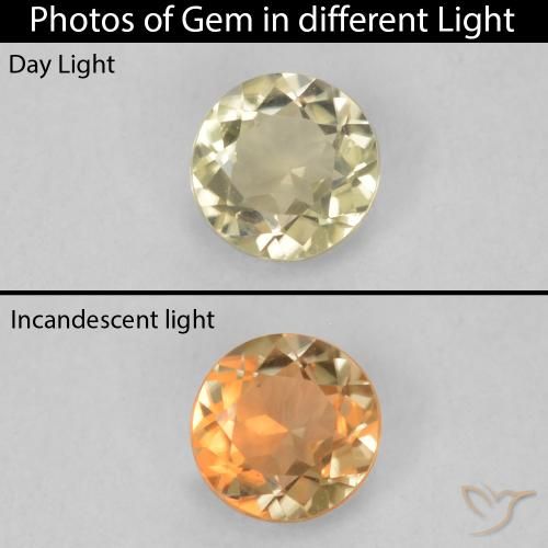 0.21ct 자연스러운 연노랑 색상 변화 디아스포어, 둥근, VVS-VS