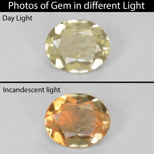 0.41ct 자연스러운 매우 밝은 노란색 색상 변화 디아스포어, 타원형, VS