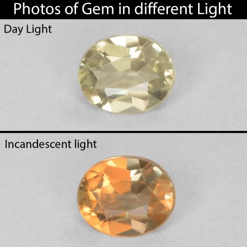 0.29ct 자연스러운 매우 밝은 노란색 색상 변화 디아스포어, 타원형, VS
