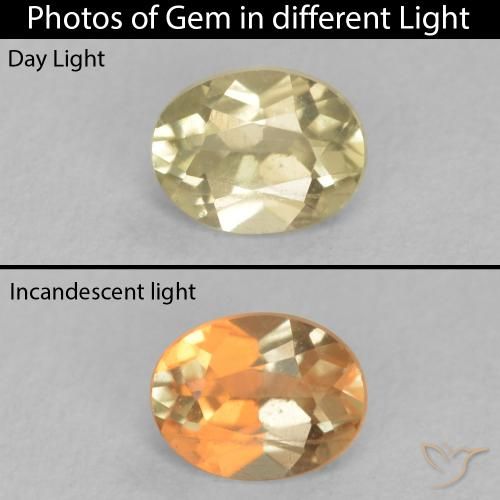 0.36ct 자연스러운 연노랑 색상 변화 디아스포어, 타원형, VS