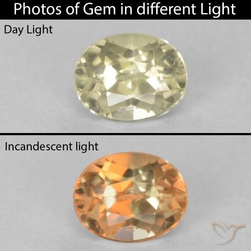 0.40ct 자연스러운 연노랑 색상 변화 디아스포어, 타원형, VS