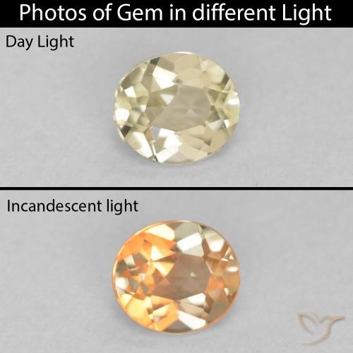 0.34ct 자연스러운 연노랑 색상 변화 디아스포어, 타원형, VVS-VS