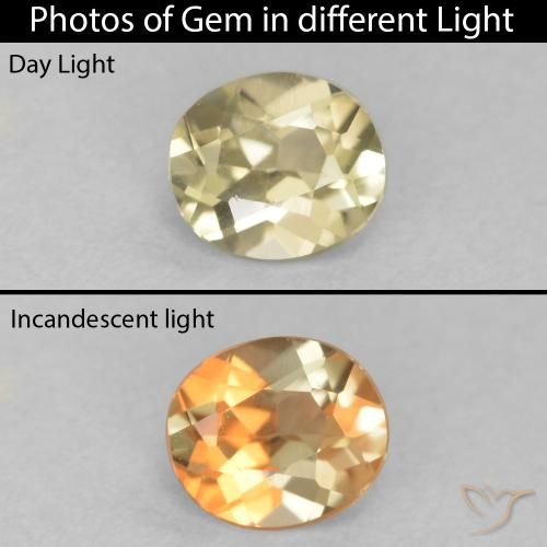 0.34ct 자연스러운 연노랑 색상 변화 디아스포어, 타원형, VVS-VS