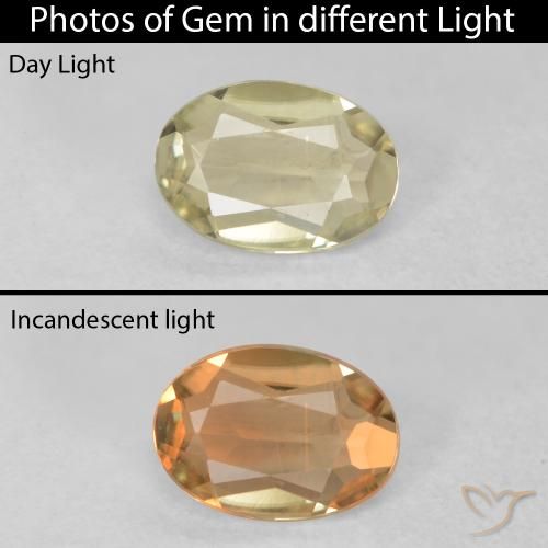 0.36ct 자연스러운 연노랑 색상 변화 디아스포어, 타원형, VVS-VS